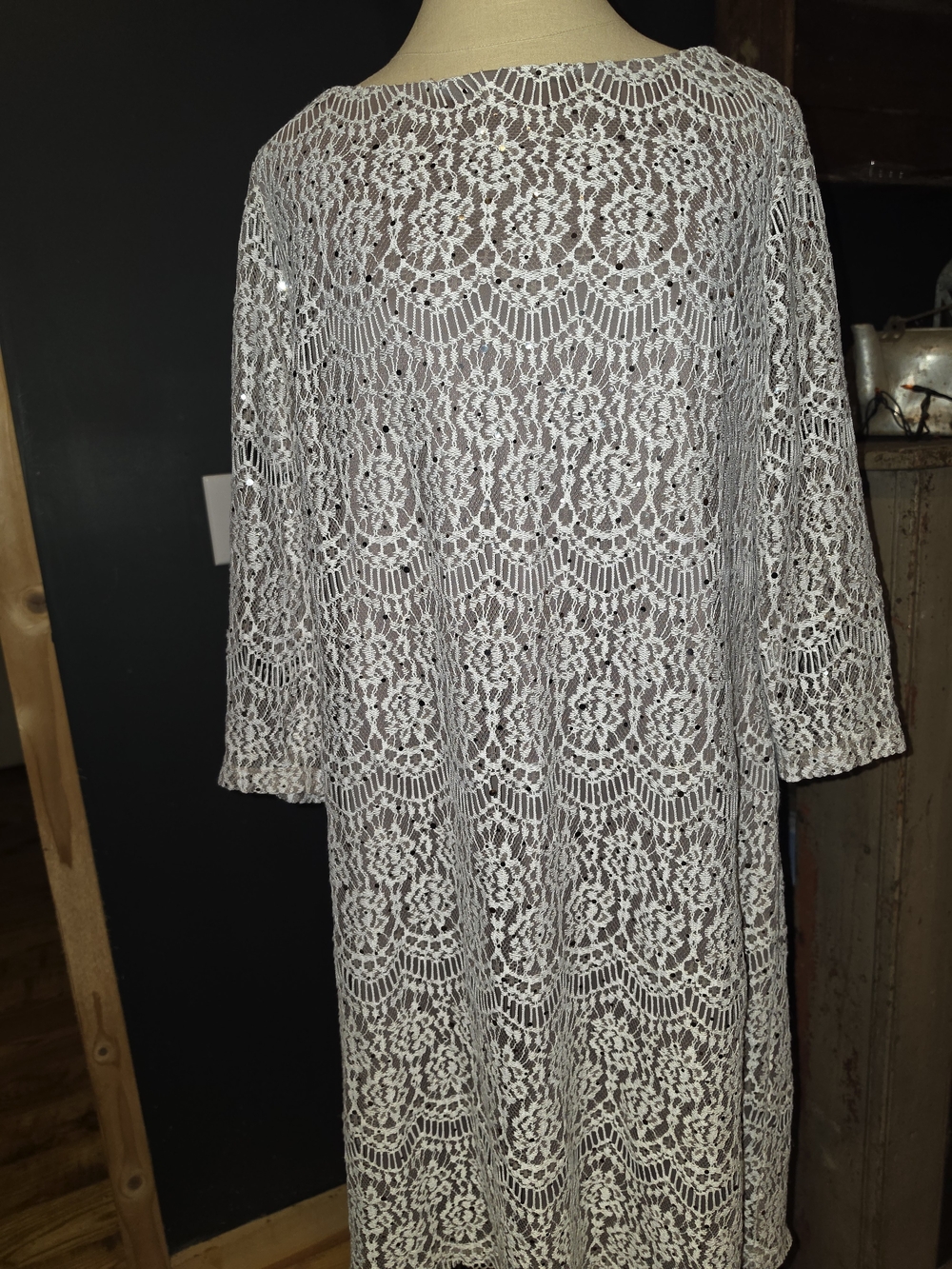 Jessica Howard Ivory Lace Long Sleeve Midi Dress